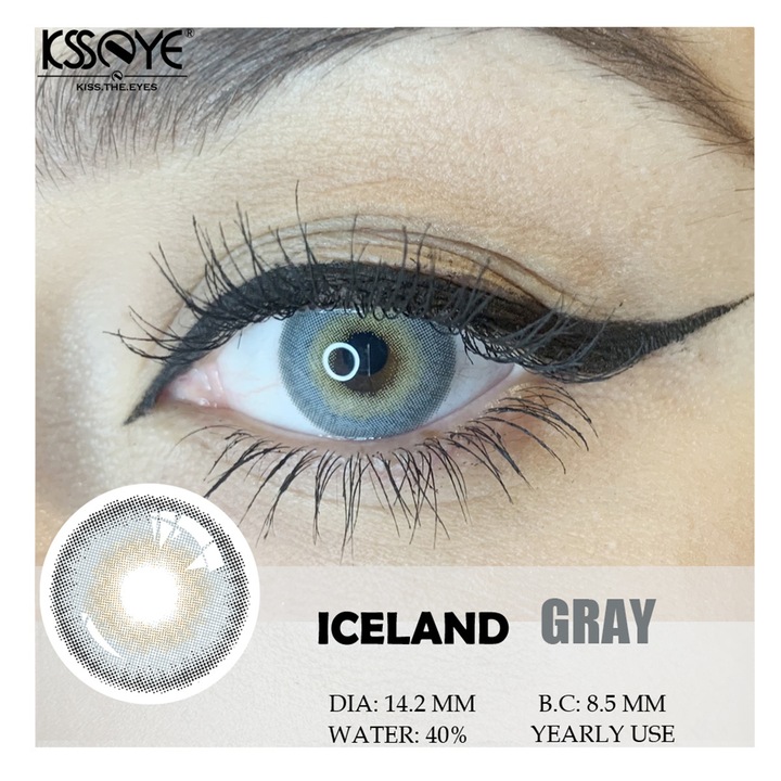 Цветни контактни лещи, Iceland Grey 365 Wear, Козметика, Без диоптър