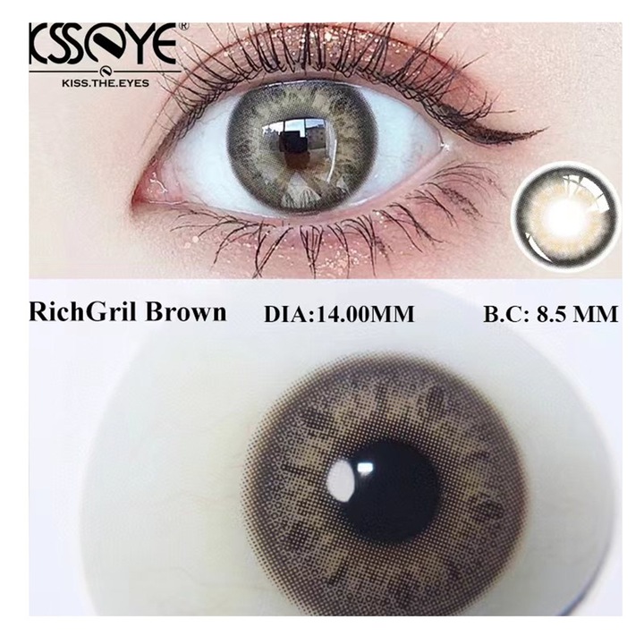 Цветни контактни лещи, Richgirl Brown 365 Wears, Козметика, Без диоптри