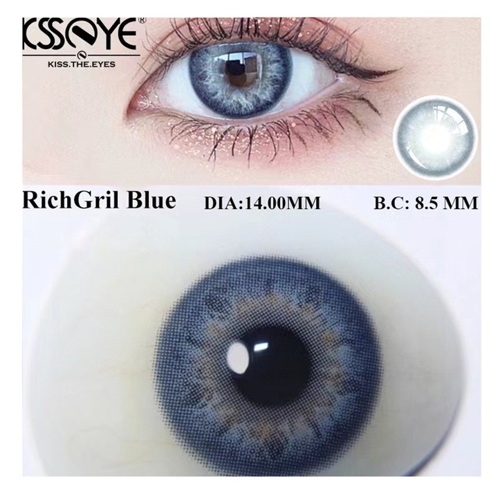 Цветни контактни лещи, Richgirl Blue 365 Wear, Козметика, Без диоптър