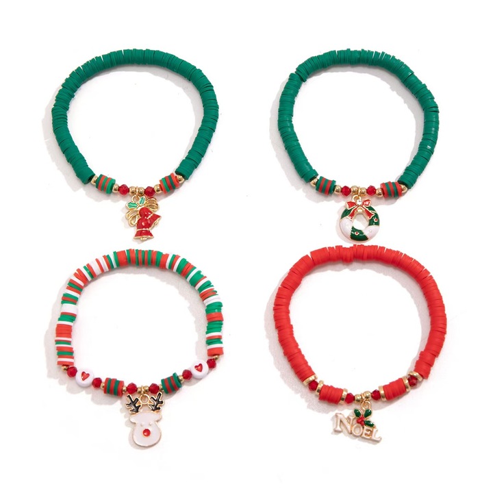 Többszínű karácsonyi karkötő készlet medálokkal