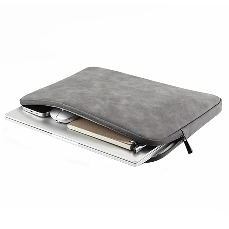 Husa laptop, NAXSIR, impermeabila, rezistent la zgarieturi, rezistenta la socuri, cu fermoar, piele PU, 14.1-15.4 inch, 39 x 27.5 x 3cm, gri inchis