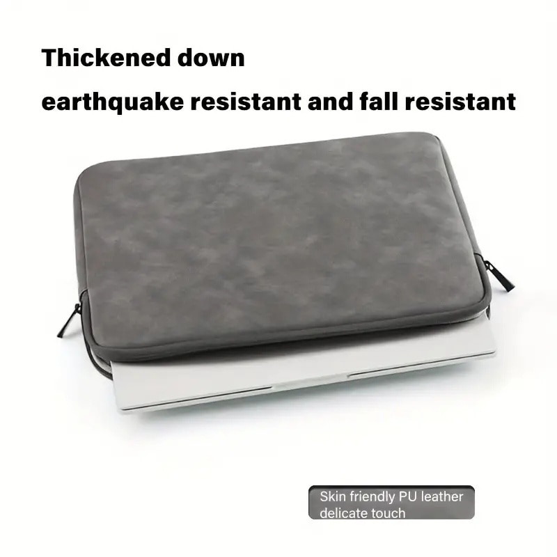 Husa laptop, NAXSIR, impermeabila, rezistent la zgarieturi, rezistenta la socuri, cu fermoar, piele PU, 14.1-15.4 inch, 39 x 27.5 x 3cm, gri inchis