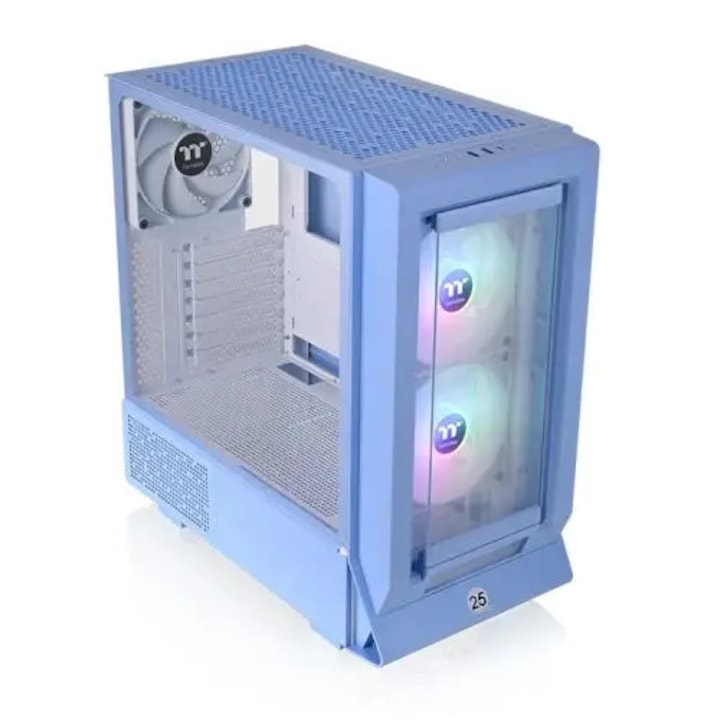 Carcasa PC, Thermaltake, Sticla securizata, Transparent/Albastru