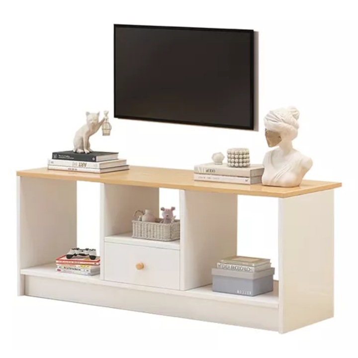 Modul TV Living, alb, Lemn, 90x30x40cm