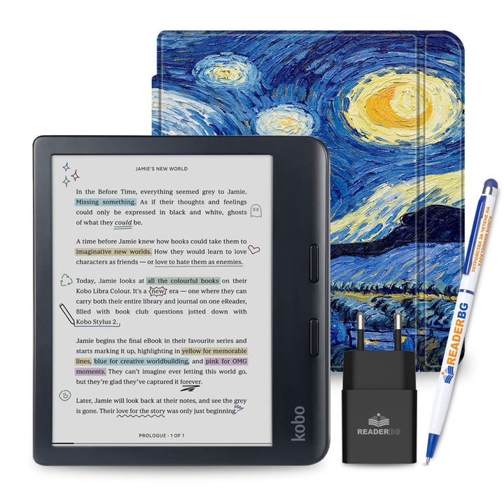 Ebook Reader, Kobo, Starry Night, Negru
