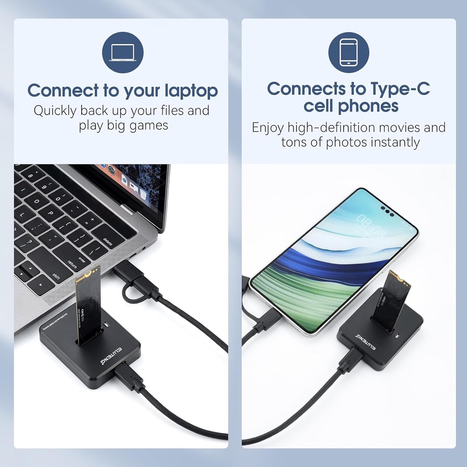 Carcasa SSD extern M.2 NVME/SATA, Hggzeg, USB 3.0 USB-C 3.1 M2