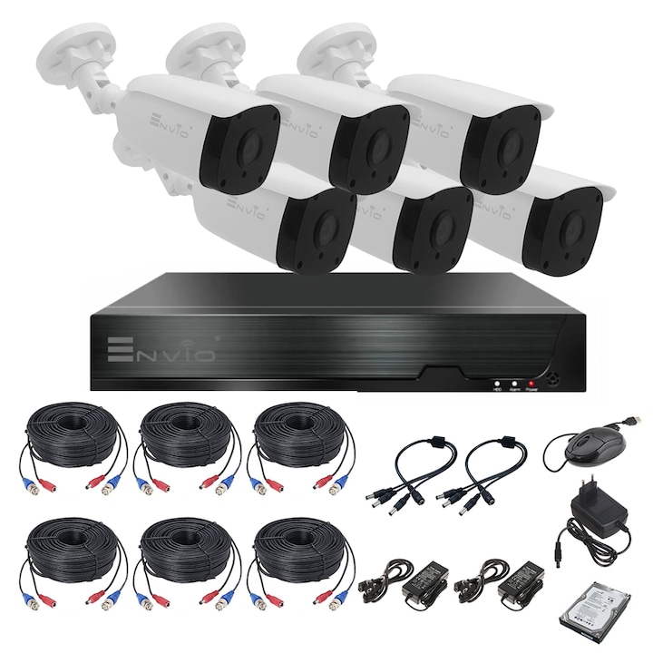 Комплект / система за видеонаблюдение ENVIO с 6 камери резолюция 8 MP AESS-KIT6CHBFP50H800L-HDD