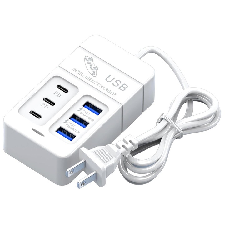 Statie de incarcare USB - Incarcator de birou multiplu, Statie de incarcare USB | Dock de incarcare USB rapid Multis cu 6 porturi de mare viteza, statie de alimentare compacta eficienta pentru telefoane, tablete, calatorii, scop de afaceri