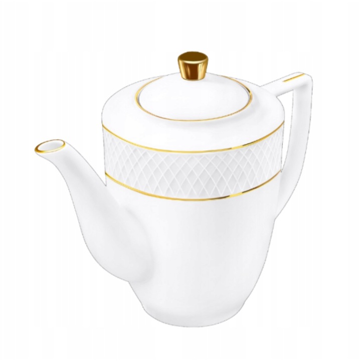 Чайник Wilmax England, порцелан, бял/златист, 750 ml