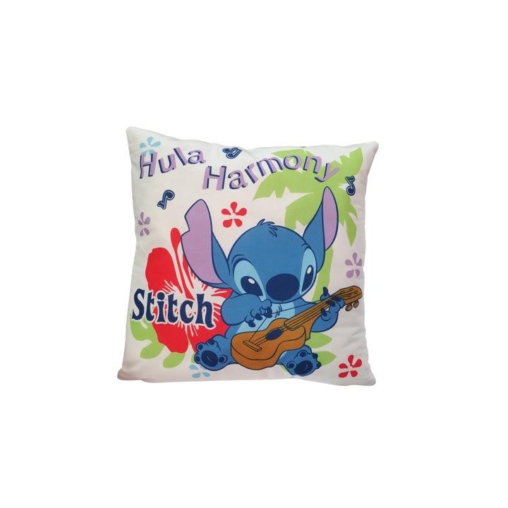 Perna personalizata pentru copii, tip Stitch, multicolor, 45 cm x 45 cm
