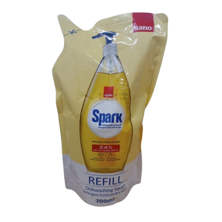 Detergent Vase Sano Spark Lemon Rezerva 700 ml