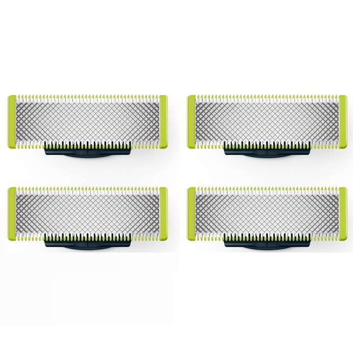 4 db OneBlade tartalék készlet, JENOUS®, Philips OneBlade és OneBladePro kompatibilis, kettős védelem, kompakt kialakítás, kontúrokat követő technológia, nedvesen és szárazon, zöld