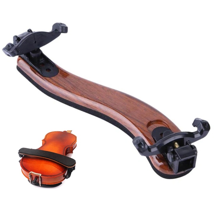 Contrabarbie pentru vioara, Zola, captusita, reglabila, 20x6.3x4.8 cm, maro