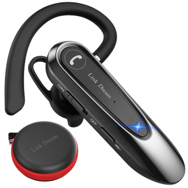 Casca Bluetooth 5.0, Link Dream LC-B45, multipoint, Microfon HD, buton mute, mufa incarcare USB-C, Neagra