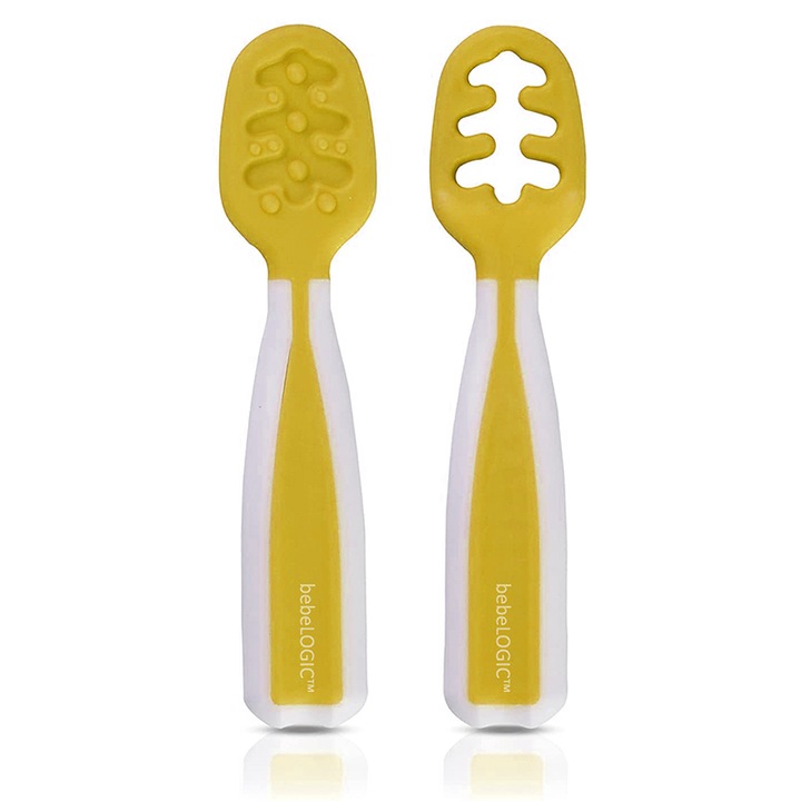 Set 2 pre-lingurite pentru diversificare si intarcare bebelusi, 4-24 luni, silicon fara BPA, orange, bebeLOGIC™