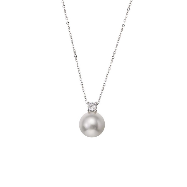 Colier din perla de apa dulce, design clasic si elegant, gri, bijuterii pentru femei