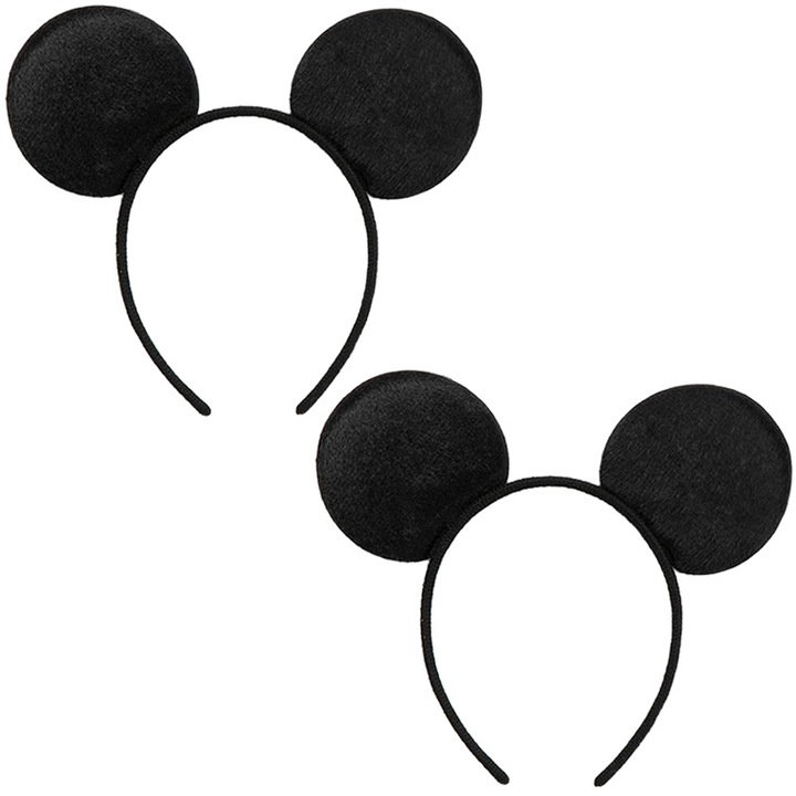 Set 2 Bentite de Par cu Urechi de Soarece, Negru, 11cm x 20cm