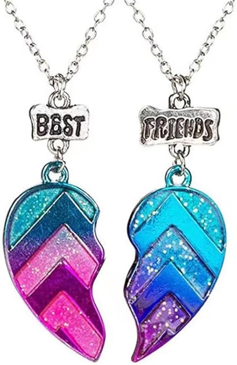 Set 2 coliere prietenie, Best Friends, aliaj, multicolor