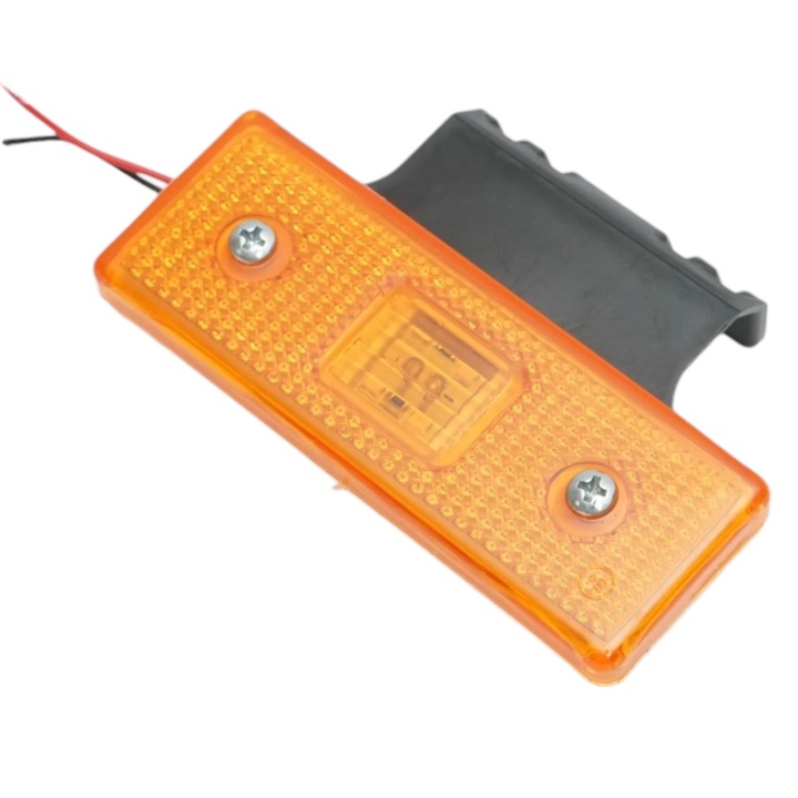 Lampa, indicator lateral portocaliu led 12v/24v dimensiune 11x4x1cm cu suport cauciuc fixare, agabarit