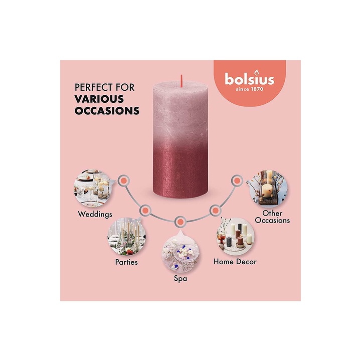 Свещ Bolsius, Sunset Rose, 60ч