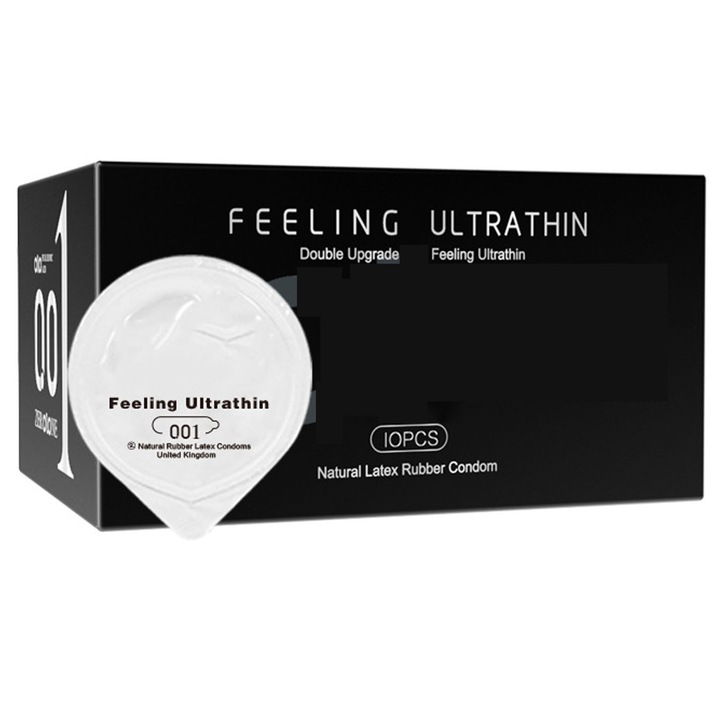 Set 10 prezervative, SINBINTA, Sensibilitate, Confort, Protectie, Latex natural de calitate premium, Inodor, Portabil, Design meticulos, Usor de utilizat, Durabilitate si profesionalism, Negru