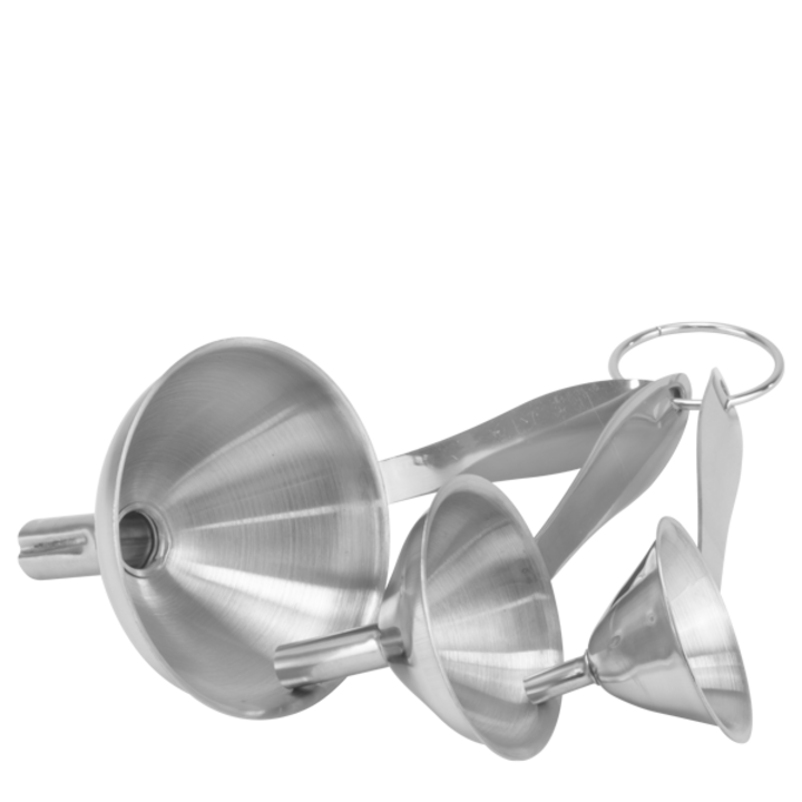 Комплект HORECANO, Иноксови фунии, 3 бр., Ø7.3/5.5/4.5сm