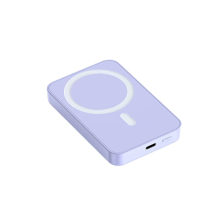 Външна батерия, супер бърза, безжично зареждане, 20W, 10000mAh, лилава