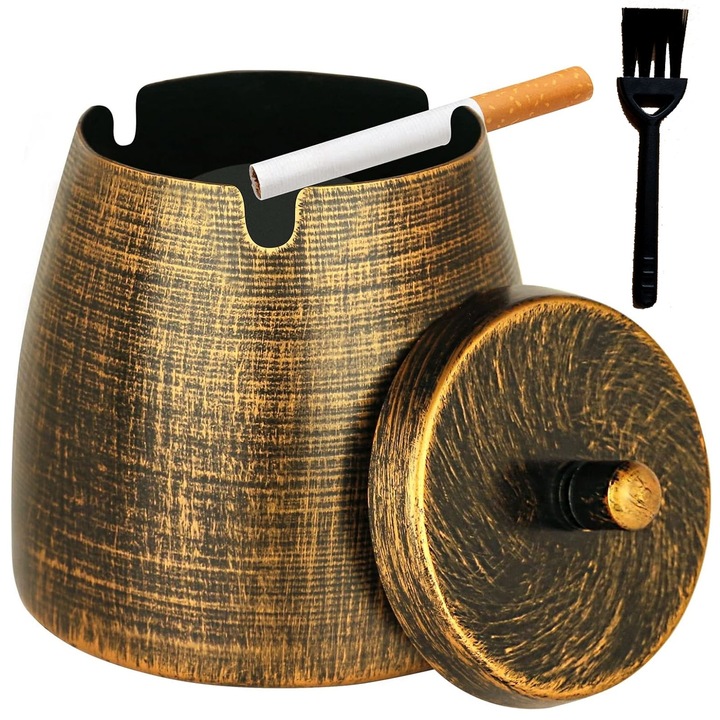 Hamutartó fedővel, Hggzeg, S méret, szélálló, zuhanásgátló, csúszásmentes, könnyen tisztítható és kivehető, csökkenti a szagokat, alkalmas teraszokra, teraszokra, erkélyekre, Mattel, bronz