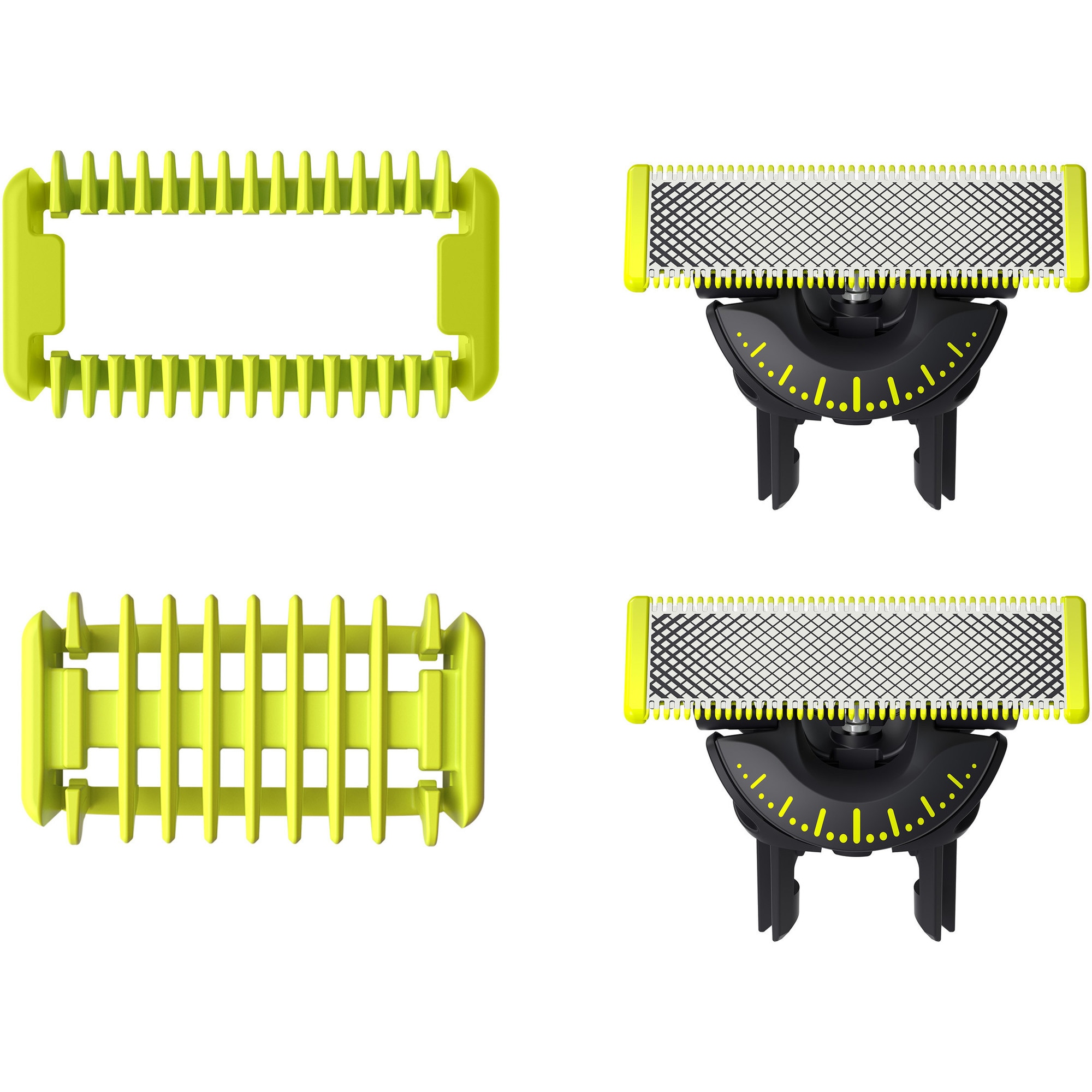 Rezerva OneBlade QP624/50, set fata si Corp: 2 lame 360 + 2 accesorii (pieptene pentru corp si accesoriu pentru protectie a zonelor intime/sensibile).