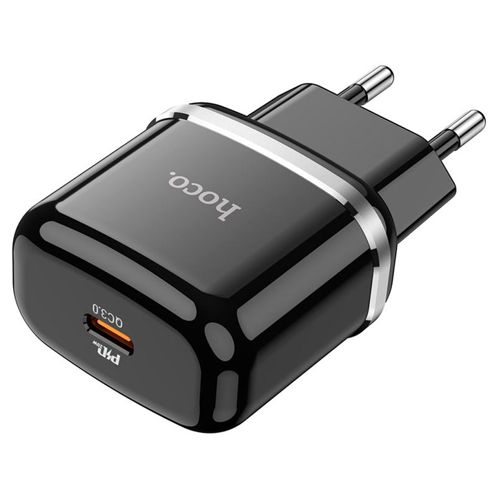 Мрежово зарядно Type-C, Smart Charge, QC 3.0, PD 20W, 3.0A, K318, ABS, Твърда пластмаса, Intense Dark