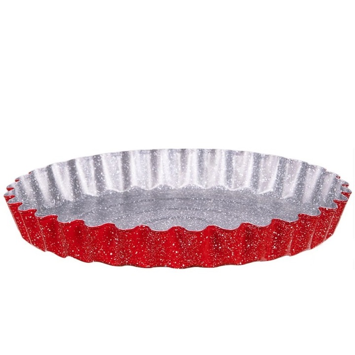 Forma de copt tarta Bohmann, 28x4cm, otel carbon, marmorata, Rosu/Gri