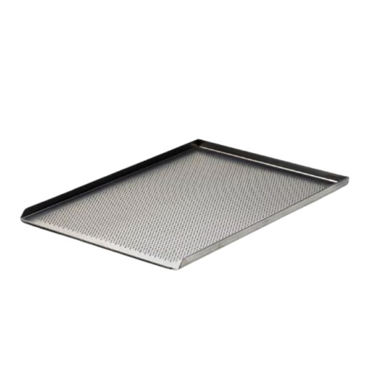 Tava Patiserie Perforata Soing, Dreptunghiulara, Aluminiu 1, 5 mm, 78 x 58 cm, 3 laturi 90°