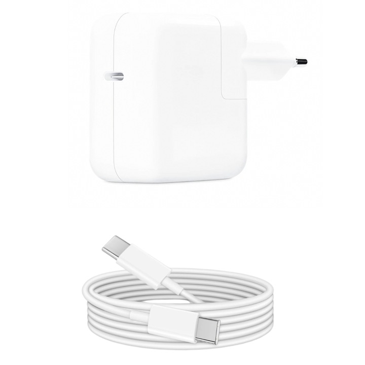 Kit Incarcator retea USB-C Power Adapter 30W, cablu date C-C 67W 2m, compatibil pentru iph 16, 16 pro, 16 pro max, 15 pro max