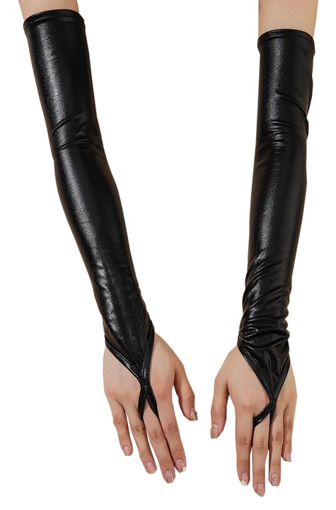 Hosszú vinil kesztyű, STIMEX, XS/S méret, fekete színű, 46 cm hosszú, 26 cm maximális kerület