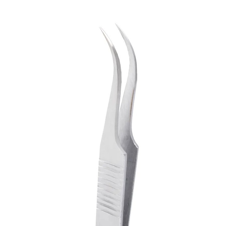 Професионална пинсета Secret Lashes, неръждаема стомана, тип S, сребриста