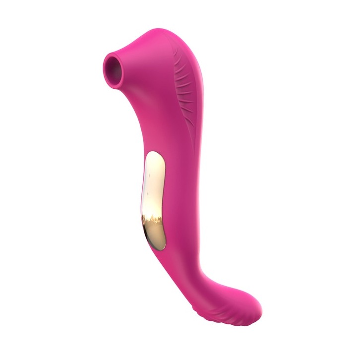 2 az 1-ben vibrátor a csikló és a mellbimbó stimulálásához, 10 szívási mód és 10 vibrációs mód, rózsaszín, 150x34x67mm