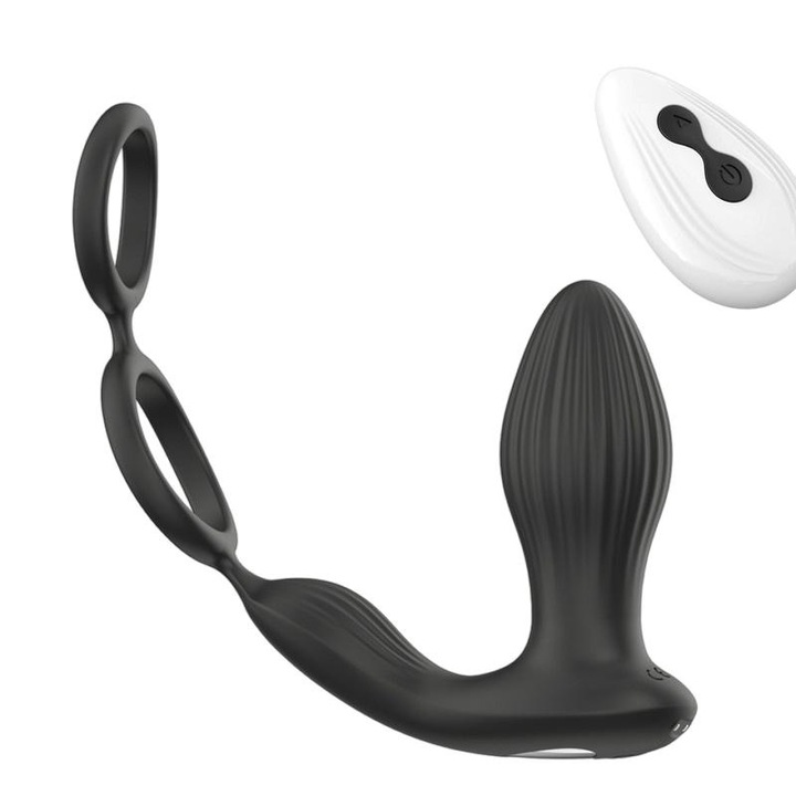 Anális vibrátor prosztata masszázzsal, 10 frekvencia, távirányító, szilikon, 105x138x44mm