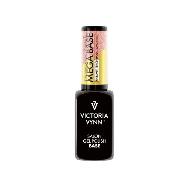 Victoria Vynn Mega Base Shimmer хибридна база, 8 ml, прасковен цвят, плътна консистенция