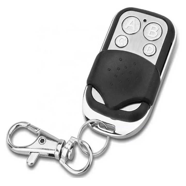 Telecomanda universala cu auto-invatare cu 4 canale, cod fix 433,92 MHz Negru/Argintiu