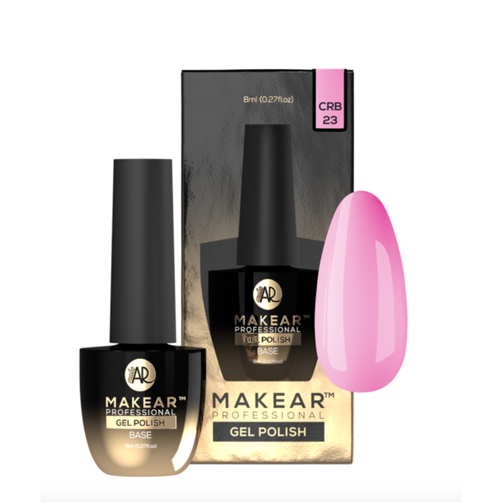 Baza colorata Makear, model CRB23 Bliss Pink, 2 in 1, 8ml, rezistenta la ciobire