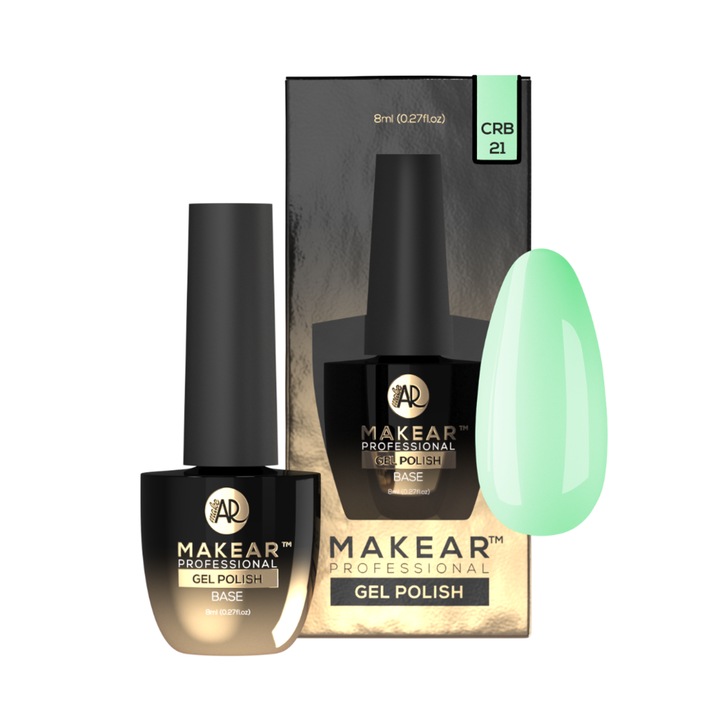 Baza colorata Makear 2in1, verde, 8ml, rezistenta la ciobire, aplicare usoara