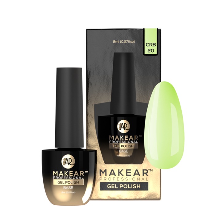Baza colorata Makear 2in1, 8ml, culoare Pistachio Cloud, rezistenta la ciobire, aplicare usoara