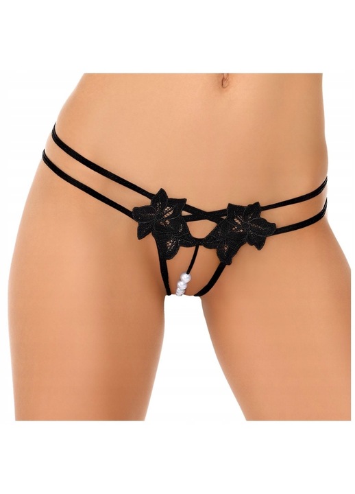 Комплект секси прашки с перли, STIMEX, Черен, Универсален