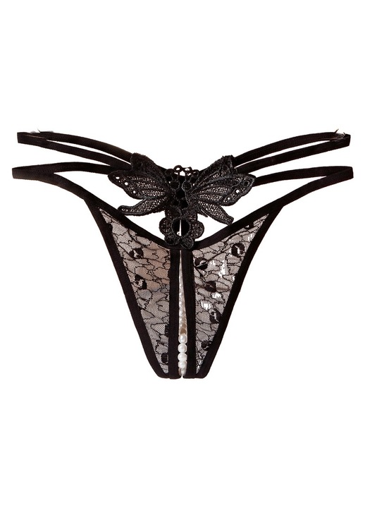 Stringuri sexy cu decupaj, STIMEX, perle decorative, negru, universal