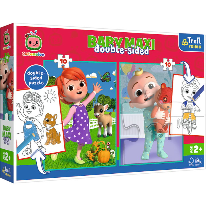 Пъзел Cocomelon, Trefl, комплект 2x10 части, цветен, за деца от 2 години