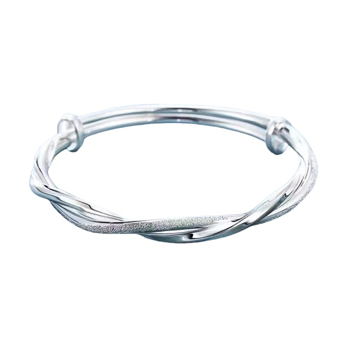 Bratara cu cristale argintii si pandantive, design elastic, bijuterii dama