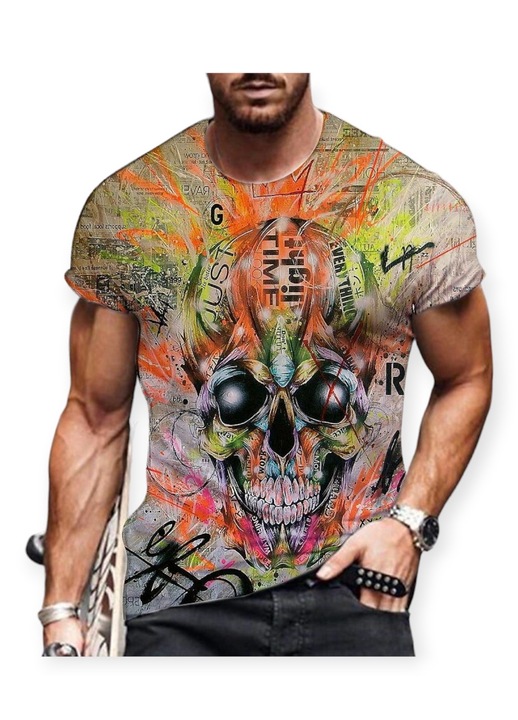 Мъжка тениска, STIMEX, 3D PRINTED CRANIM T-SHIRT, многоцветна, памук, L INTL
