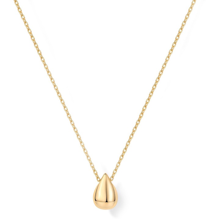 Colier dama, LEIISVK, pandantiv picatura, auriu, 45cm