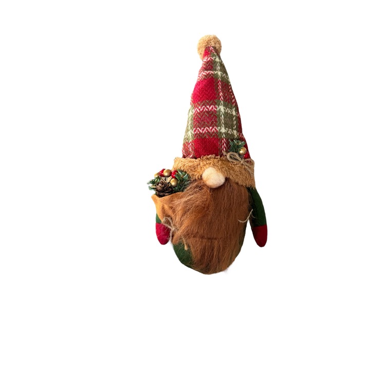 Karácsonyi dekoráció, Gnome kalappal, 10 x 7 cm
