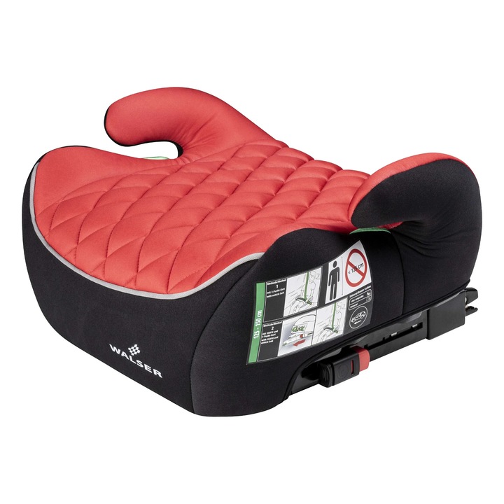 Andy autós ülésmagasító prémium ISOFIX-szel, Walser, tesztelt, ECE R 129 tanúsítvánnyal, i-Size, 6-12 év, 125-150 cm, 22-36 kg, univerzális ülésmagasító, fekete piros